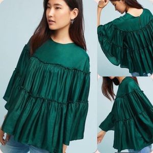 Anthropologie Ne Quittez Pas Tiered Silk Blouse XS / S NWT Retail $158